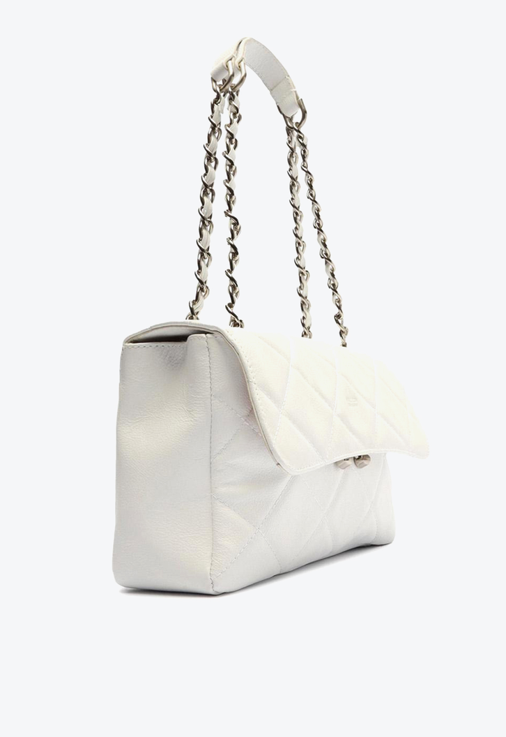 Bolsa Tiracolo Branca Arezzo Correntes Couro Mizz Média