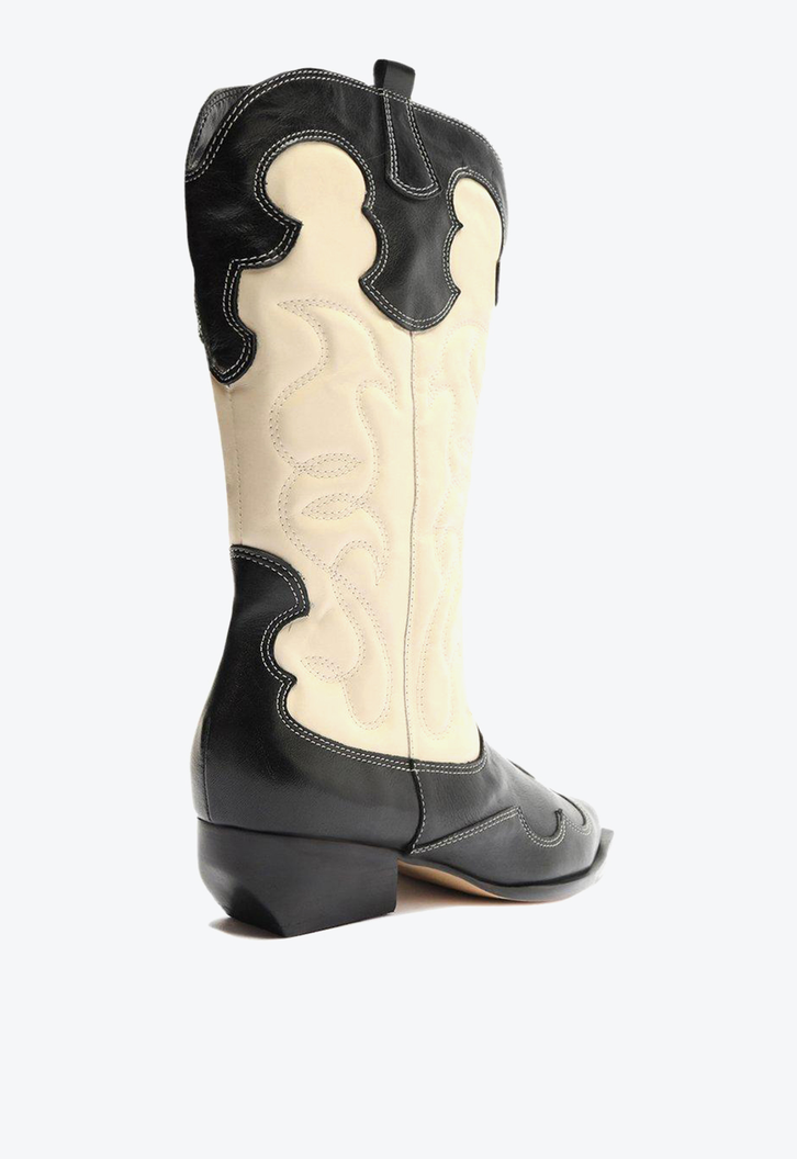 Bota Western Preta Arezzo Couro Cano Médio Georgia