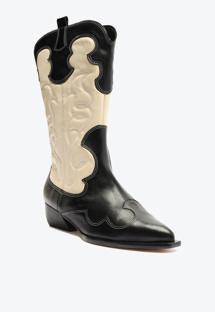 Bota Western Preta Arezzo Couro Cano Médio Georgia