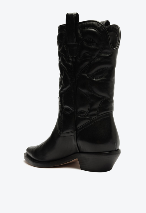 Bota Western Cano Médio Couro Preta