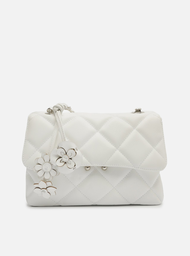 Bolsa Tiracolo Branca Arezzo Couro Mizz Média Flor