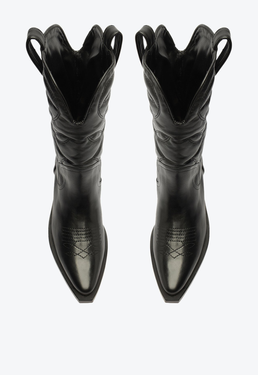 Bota Western Cano Médio Couro Preta