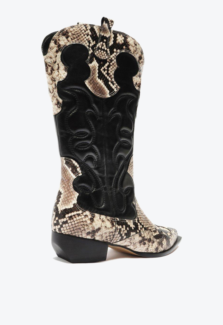 Bota Western Arezzo Snake Couro Cano Médio Georgia