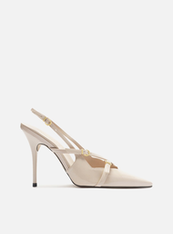 Scarpin Off White Arezzo Verniz Salto Alto Slingback Amélia