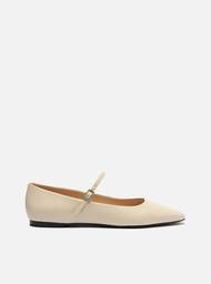 Sapatilha Branca Arezzo Boneca Couro Bico Quadrado Charlotte