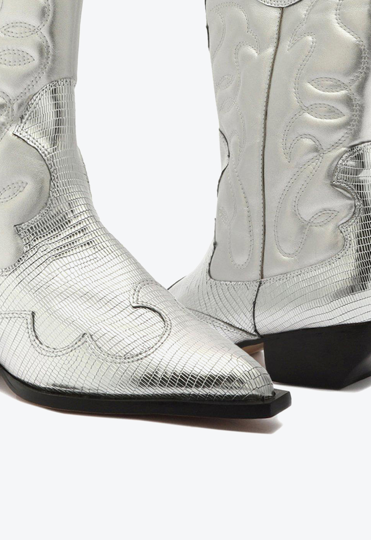 Bota Western Prateada Arezzo Couro Cano Médio Georgia
