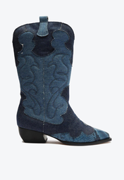 Bota Western Azul Jeans Arezzo Cano Médio Georgia