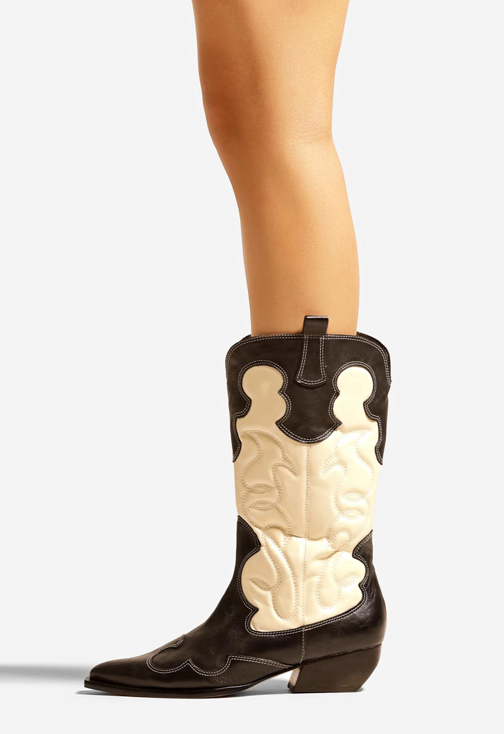 Bota Western Preta Arezzo Couro Cano Médio Georgia
